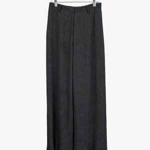 McQ Black Pleated Wide-Leg Lettuce-Hem Pants